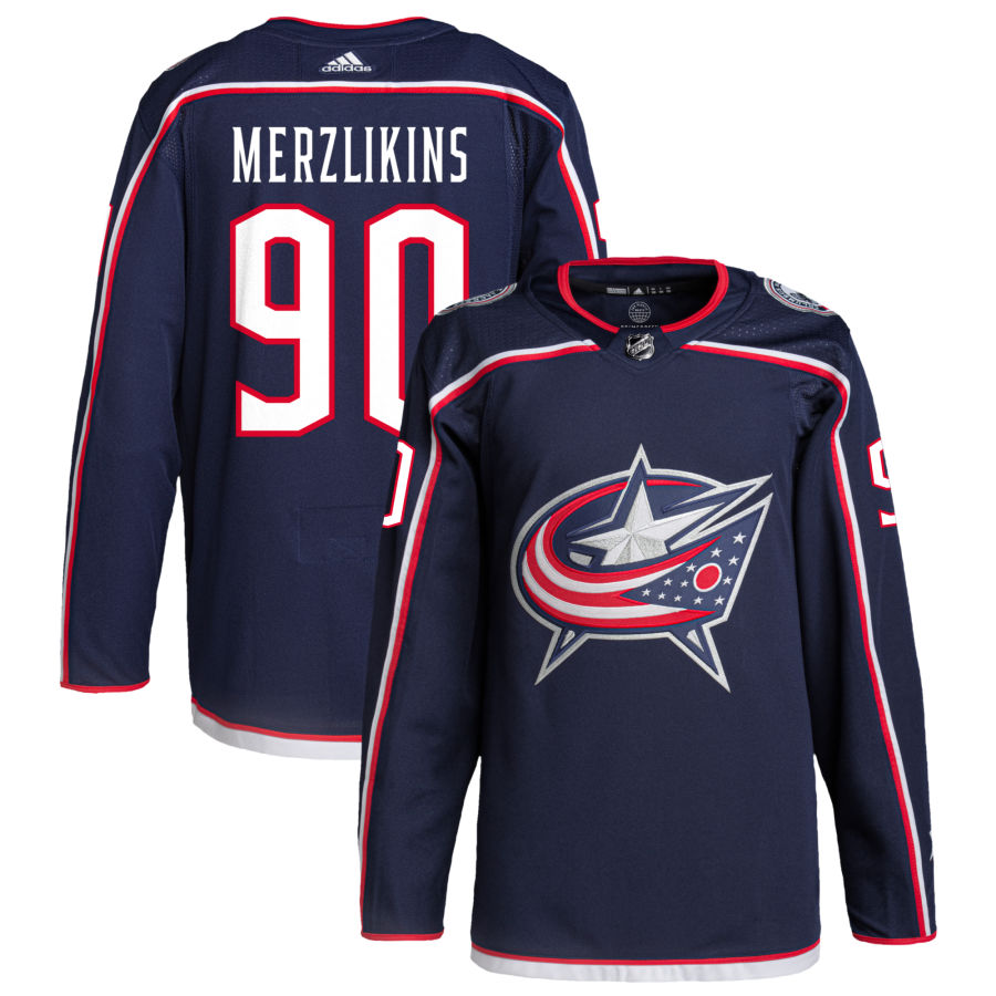Elvis Merzlikins Columbus Blue Jackets Home Primegreen Authentic Pro Jersey - Navy