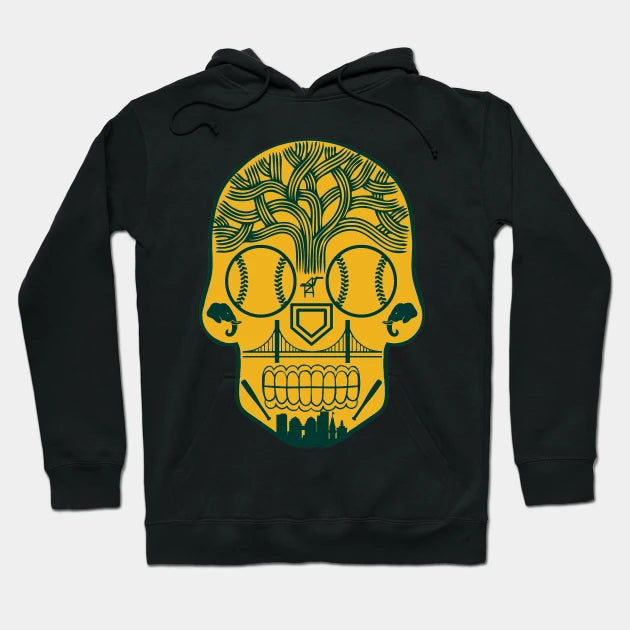 Oakland Baseball Sugar Skull Sticker Hoodie