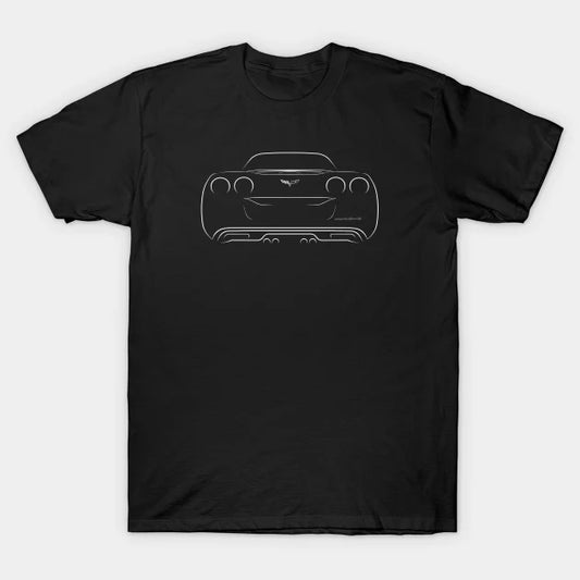 Chevrolet Corvette C6 - Rear Stencil, White T-Shirt