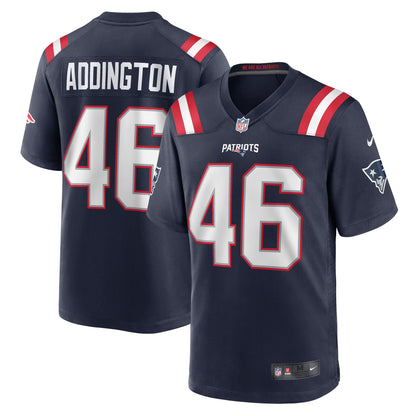 Tucker Addington New England Patriots Home Game Player Jersey - Navy