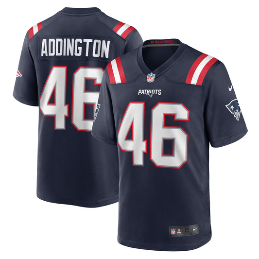 Tucker Addington New England Patriots Home Game Player Jersey - Navy