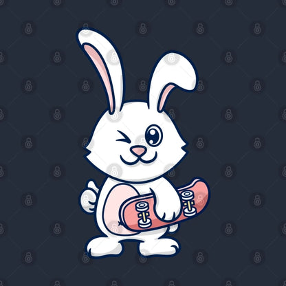 Rabbit Holding Skateboard T-Shirt