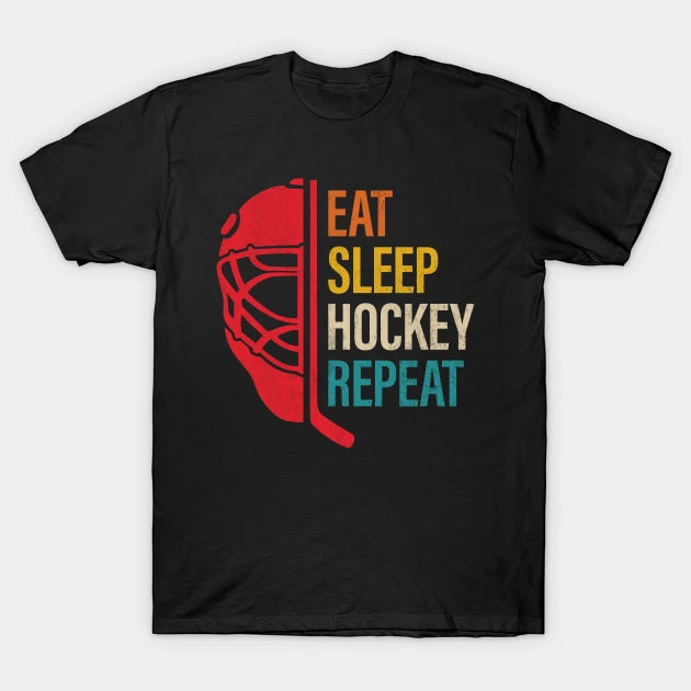 Eat Sleep Hockey Repeat Funny Boys Hockey Player Vintage T-Shirt