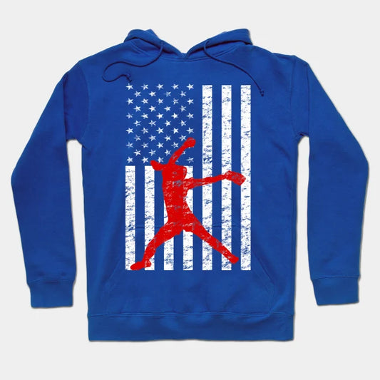 Softball Pitching American Flag Fastpitch Softball Pitcher Hoodie