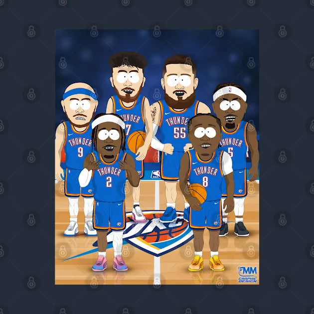 Okc Thunder South Park Digital Illustration T-Shirt