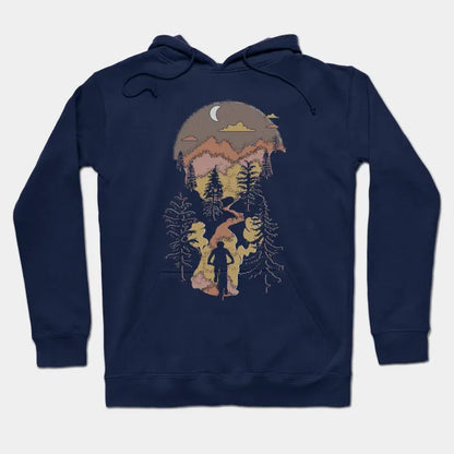 Mountain Biking Moon Bliss Trail Bike Rider Silhouette Browns Hoodie