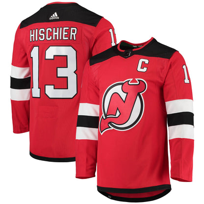 Nico Hischier New Jersey Devils Home Captain Patch Primegreen Authentic Pro Player Jersey - Red