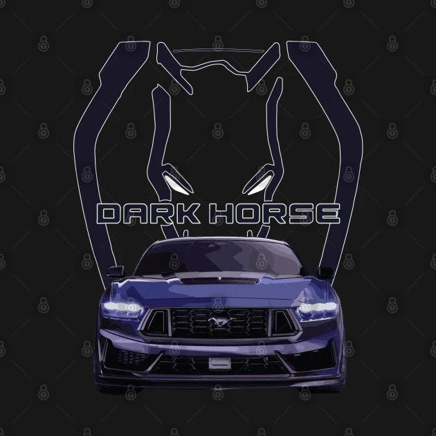 Blue Ember Dark Horse Mustang Gt 5.0L V8 Coyote Engine Performance Car S650 Hoodie