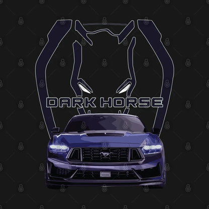 Blue Ember Dark Horse Mustang Gt 5.0L V8 Coyote Engine Performance Car S650 Hoodie