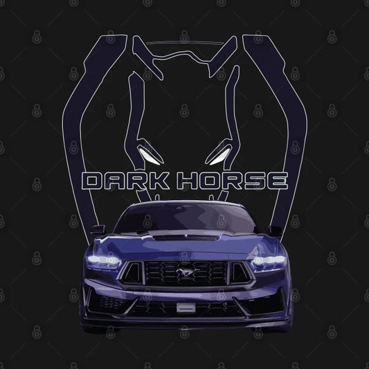 Blue Ember Dark Horse Mustang Gt 5.0L V8 Coyote Engine Performance Car S650 Hoodie
