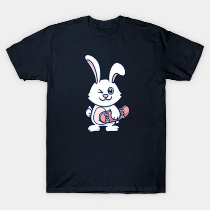 Rabbit Holding Skateboard T-Shirt