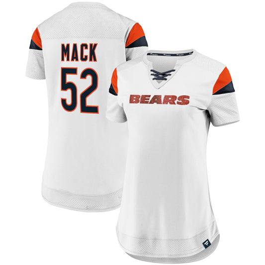 Women's Fanatics Branded Khalil Mack White Chicago Bears Athena Name & Number Fashion Top