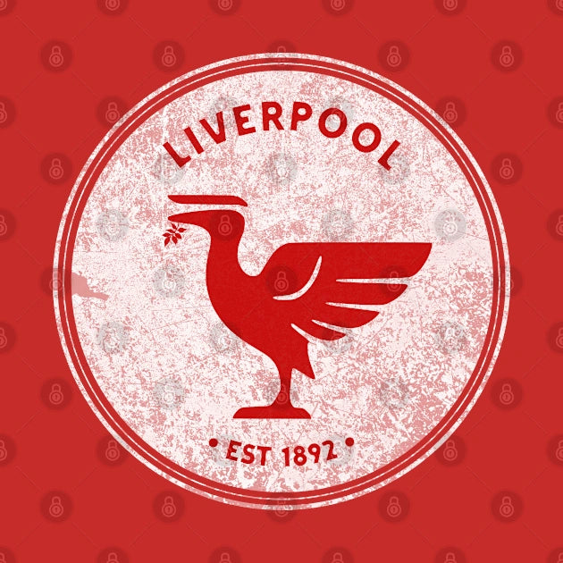 Liverpool Liverbird Big Vintage Retro Red T-Shirt