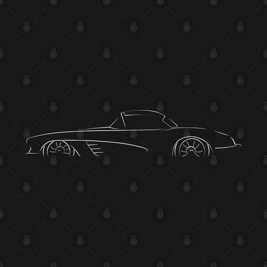 1958 Chevy C1 Corvette - Stencil Profile, White Hoodie