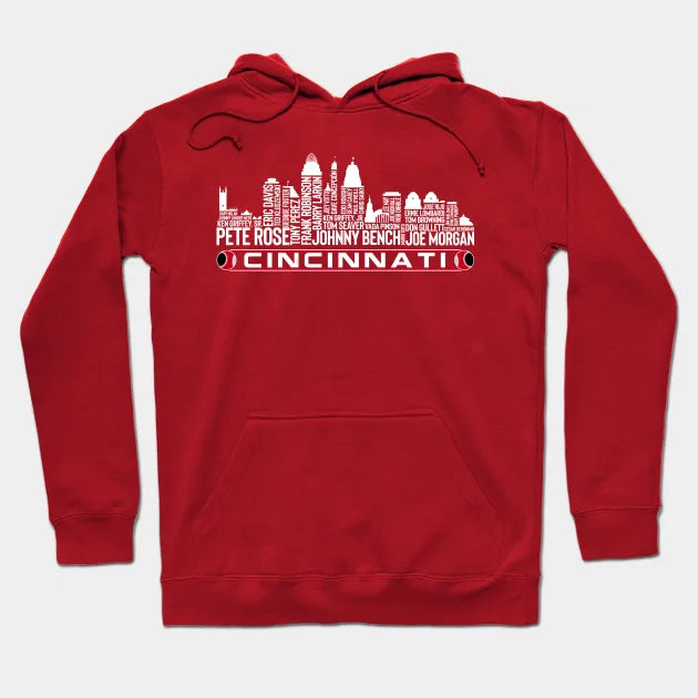Cincinnati Baseball Team All Time Legends, Cincinnati City Skyline Hoodie