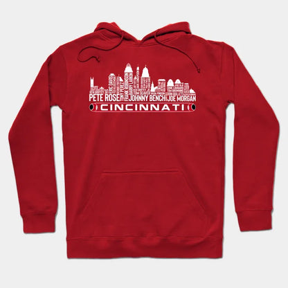 Cincinnati Baseball Team All Time Legends, Cincinnati City Skyline Hoodie