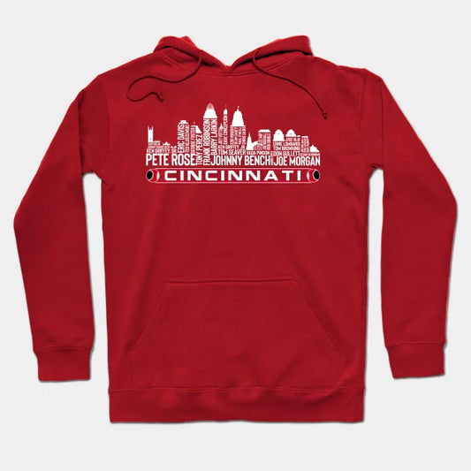 Cincinnati Baseball Team All Time Legends, Cincinnati City Skyline Hoodie