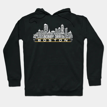 Boston Hockey Team All Time Legends, Boston City Skyline Hoodie