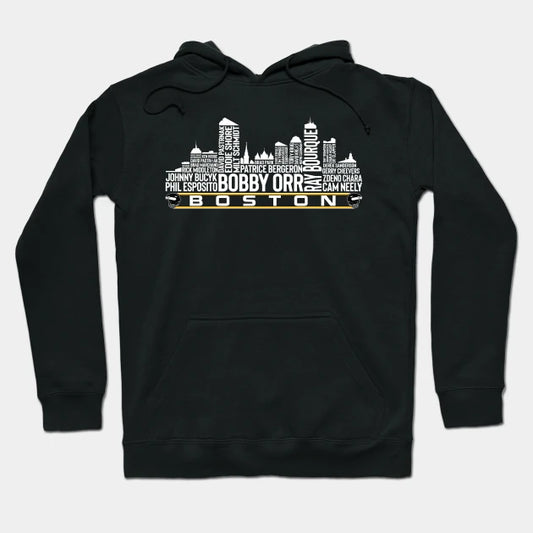 Boston Hockey Team All Time Legends, Boston City Skyline Hoodie