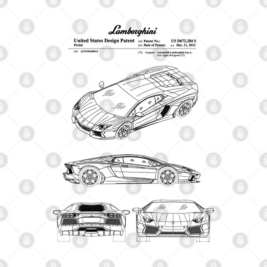 Lamborghini Aventador Patent Black T-Shirt