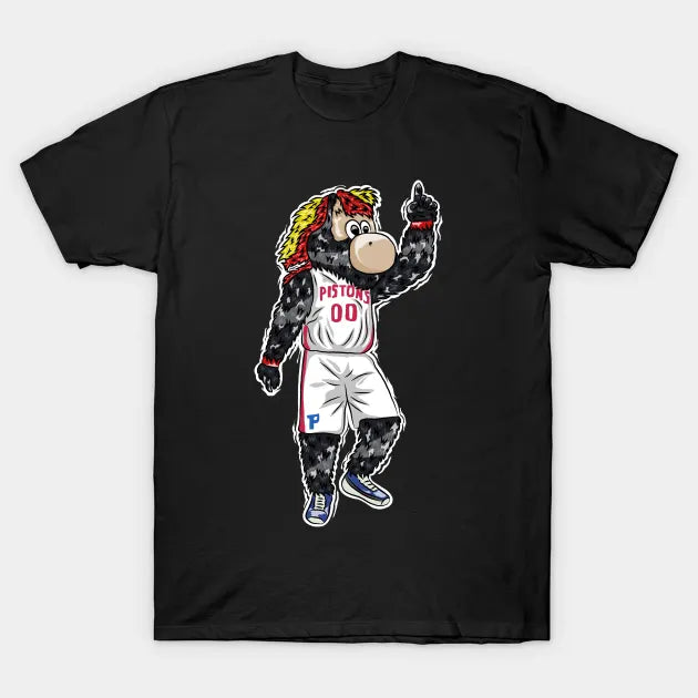 Detroit Pistons Hooper Walking Cartoon Mascot T-Shirt