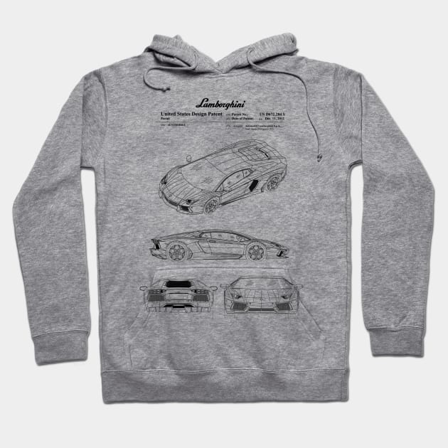 Lamborghini Aventador Patent Black Hoodie