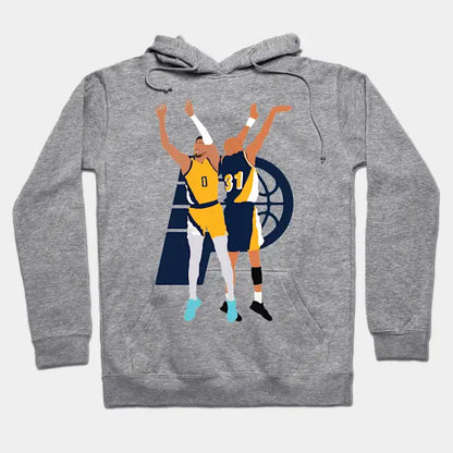 Tyrese Haliburton & Reggie Miller Indiana Pacers Vs Knicks Collage Hoodie