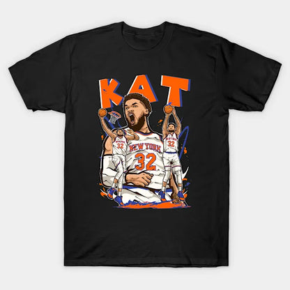 Karl-Anthony Towns Kat New York Cartoon T-Shirt