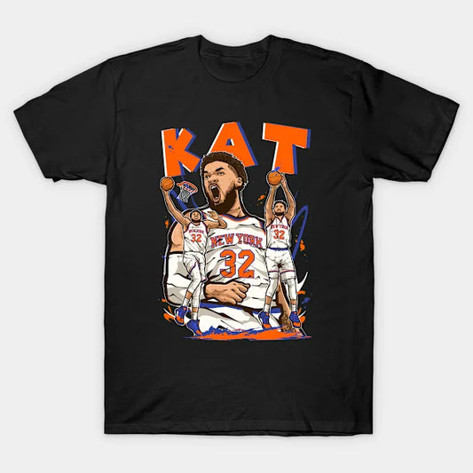 Karl-Anthony Towns Kat New York Cartoon T-Shirt