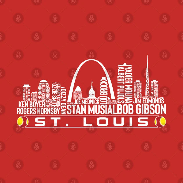St. Louis Baseball Team All Time Legends, St. Louis City Skyline T-Shirt