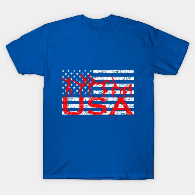 American Flag Gymnastics T-Shirt Usa Tumbling Team T-Shirt
