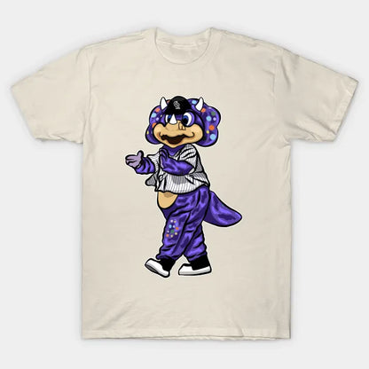 Dinger Triceratops Mascot Colorado Purple T-Shirt
