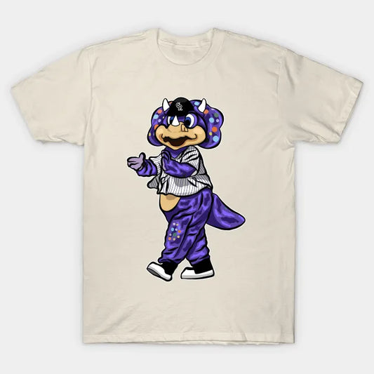 Dinger Triceratops Mascot Colorado Purple T-Shirt
