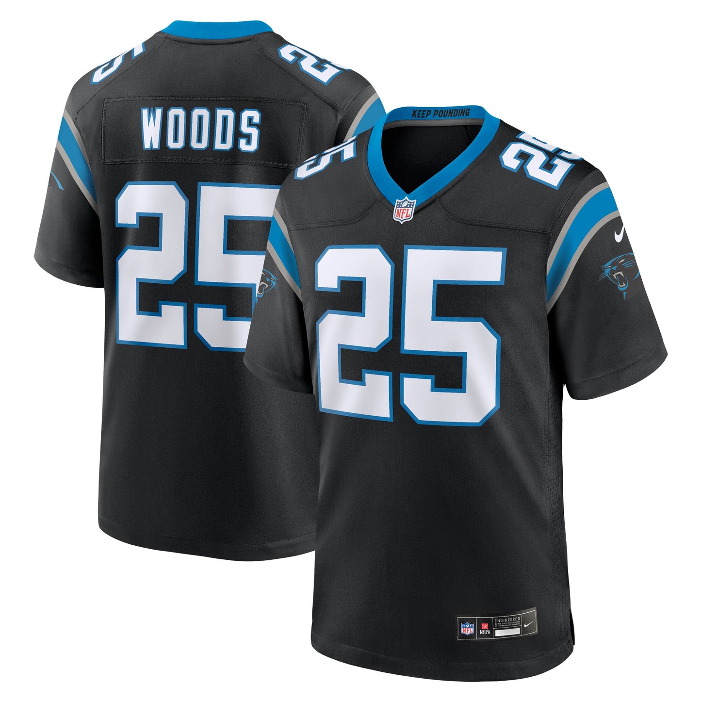 Xavier Woods Carolina Panthers Team Game Jersey - Black