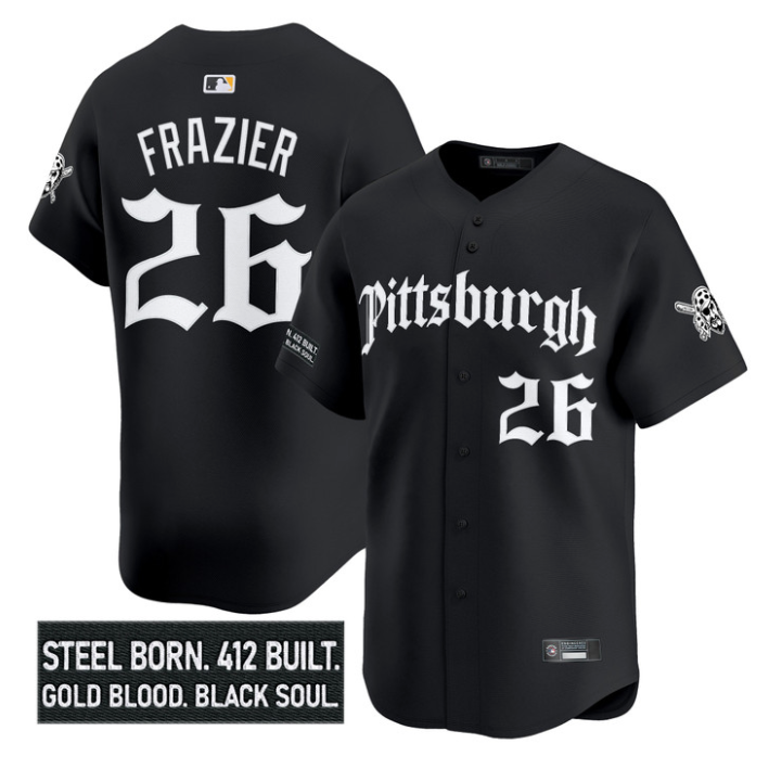 Adam Frazier Jersey #26 Pittsburgh Pirates Gothic Steel City Stitched Black