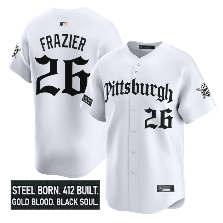Adam Frazier Jersey #26 Pittsburgh Pirates Gothic Steel City Stitched White