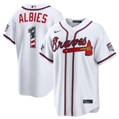 2026 All-Star Edition Stars & Stripes Men's Atlanta Braves Ozzie Albies Nike White Stadium Jersey