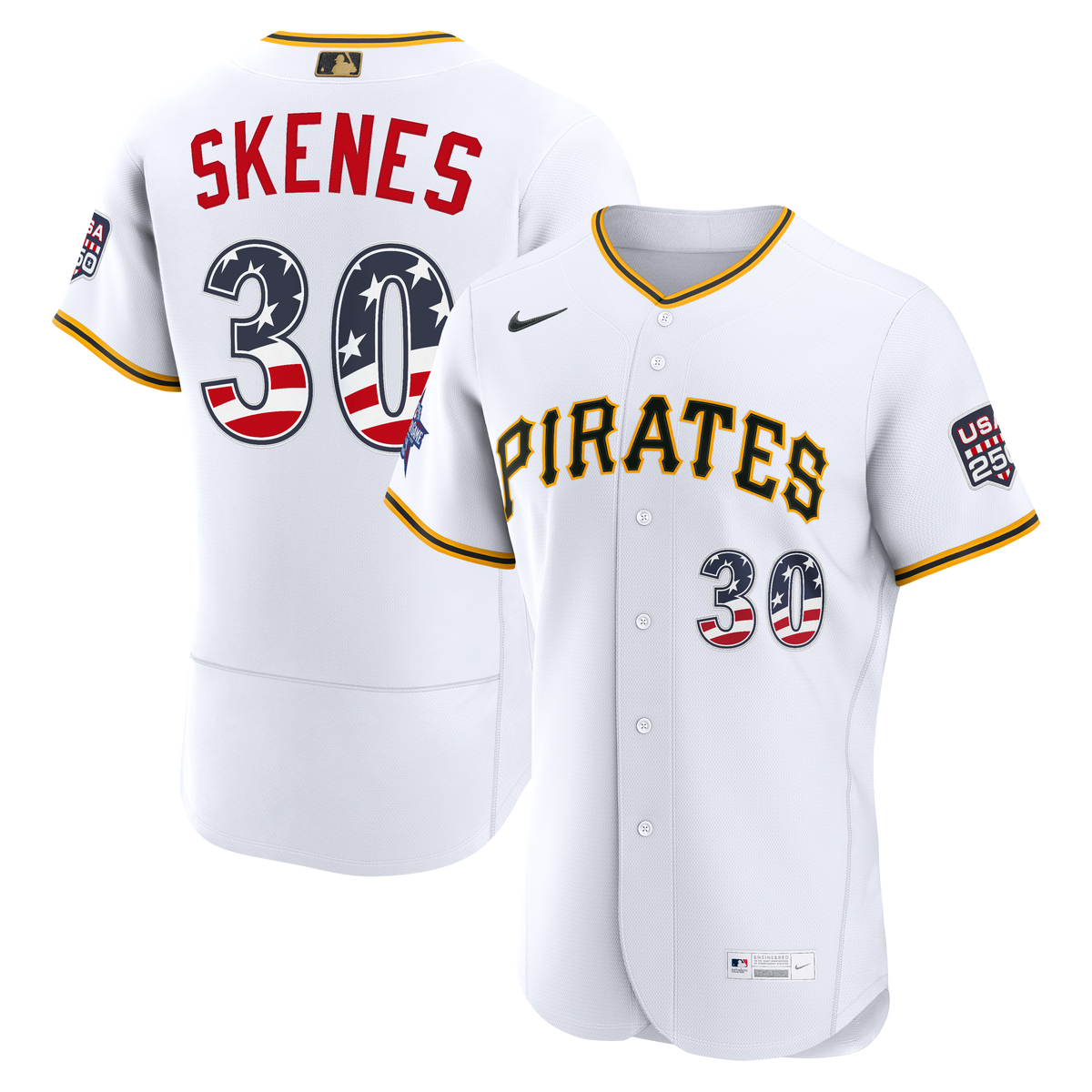2026 All-Star Edition Stars & Stripes Men's Pittsburgh Pirates Paul Skenes Nike White Authentic Jersey
