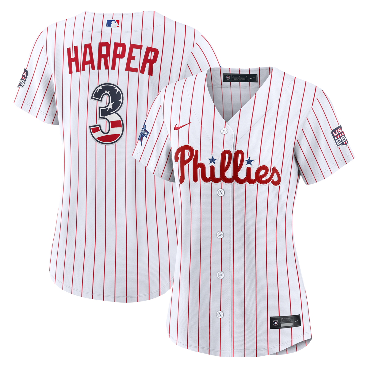 2026 All-Star Edition Stars & Stripes Women's Philadelphia Phillies Bryce Harper Nike White Stadium Jersey