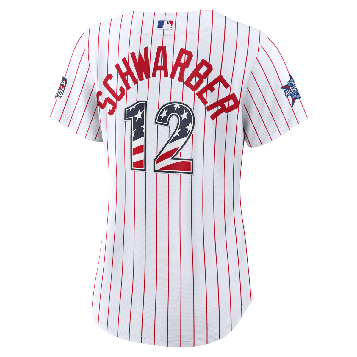 2026 All-Star Edition Stars & Stripes Women's Philadelphia Phillies Kyle Schwarber Nike White Stadium Jersey