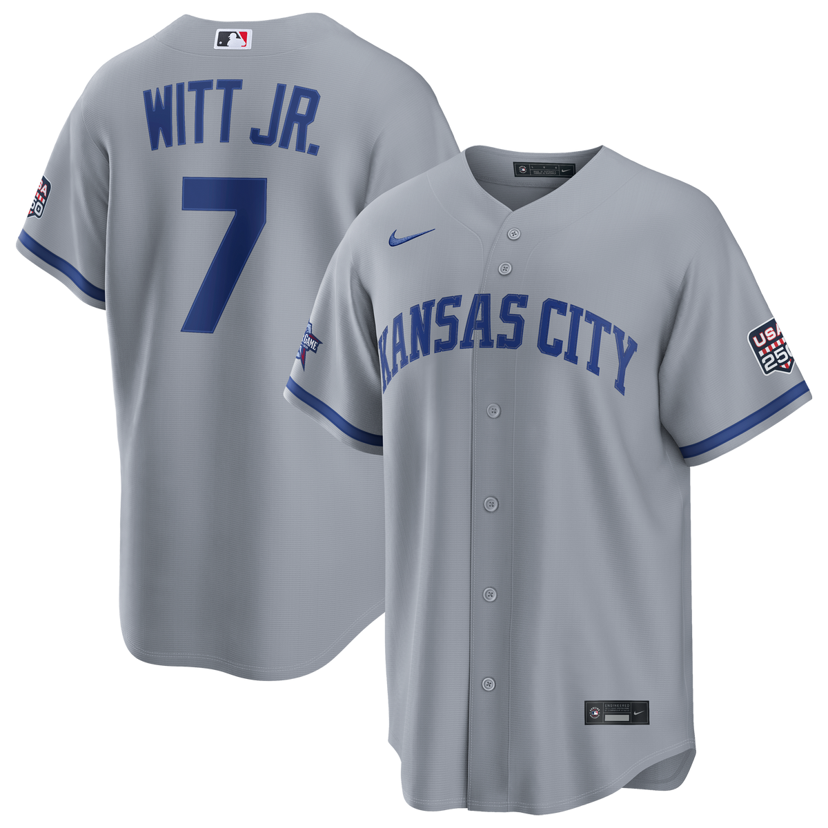 2026 All-Star Game Men's Kansas City Royals Bobby Witt Jr. Nike Gray Replica Jersey