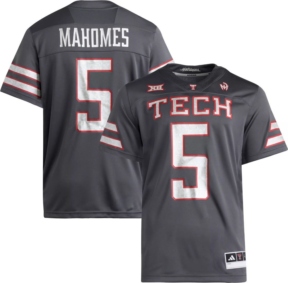 adidas Men's Texas Tech x Mahomes Collection Patrick Mahomes #5 Grey Replica Football Jersey