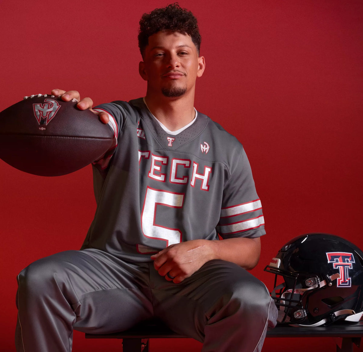 adidas Men's Texas Tech x Mahomes Collection Patrick Mahomes #5 Grey Replica Football Jersey