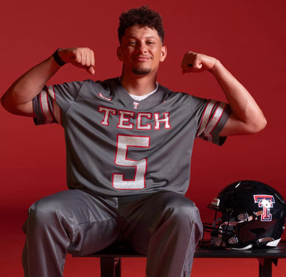 adidas Men's Texas Tech x Mahomes Collection Patrick Mahomes #5 Grey Replica Football Jersey
