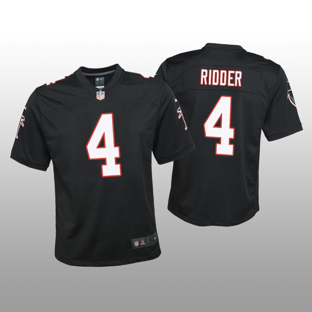Atlanta Falcons Desmond Ridder Black Jersey Throwback Game Youth