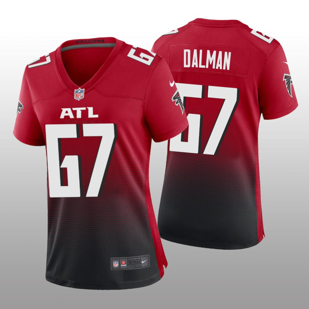 Atlanta Falcons Drew Dalman Red Jersey Alternate Game Women's