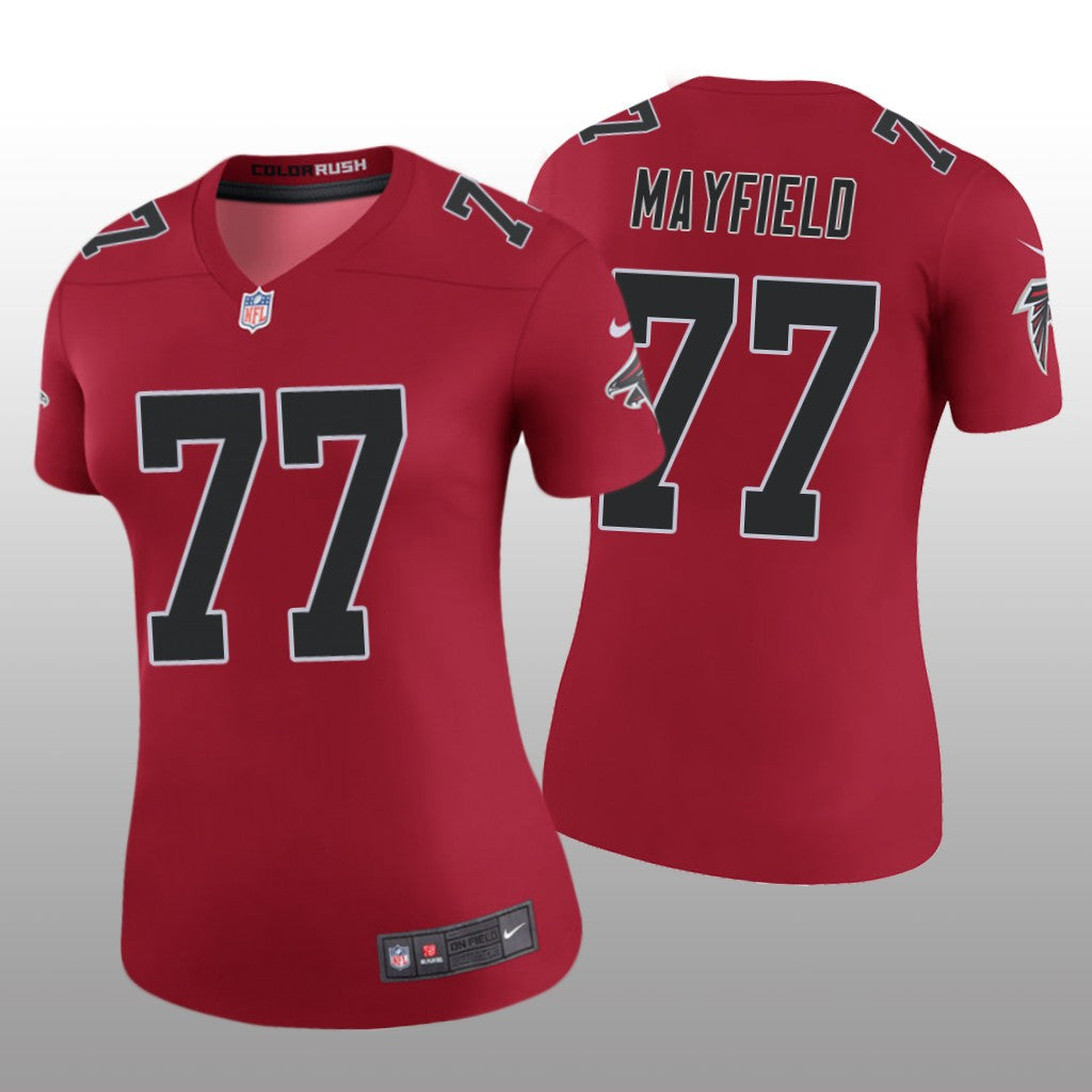 Atlanta Falcons Jalen Mayfield Red Jersey Color Rush Legend Women's