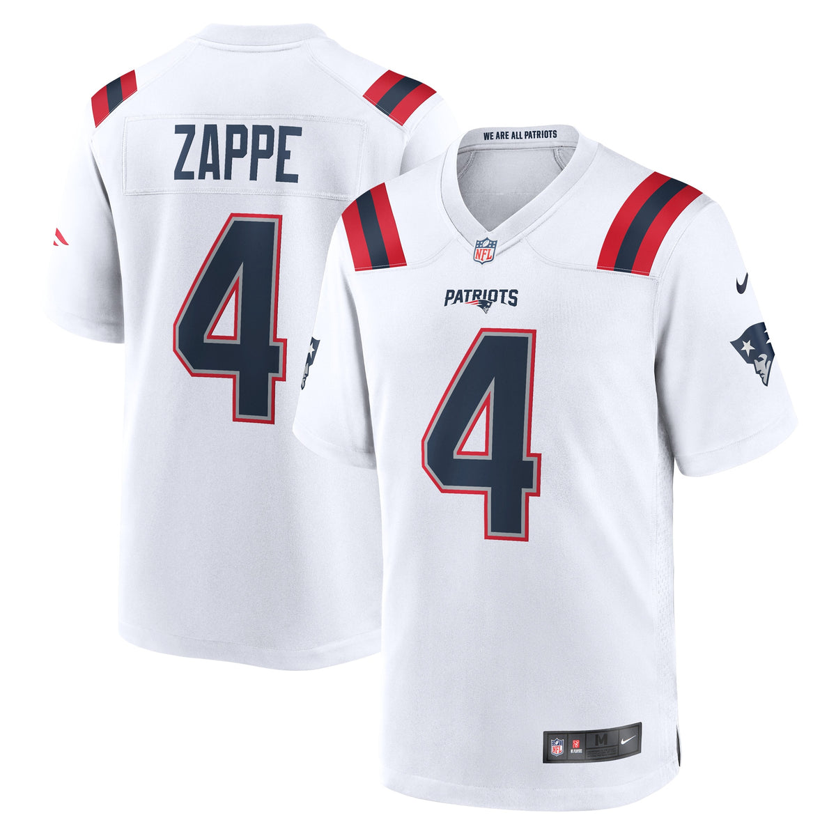 Bailey Zappe New England Patriots Nike Game Player Jersey White