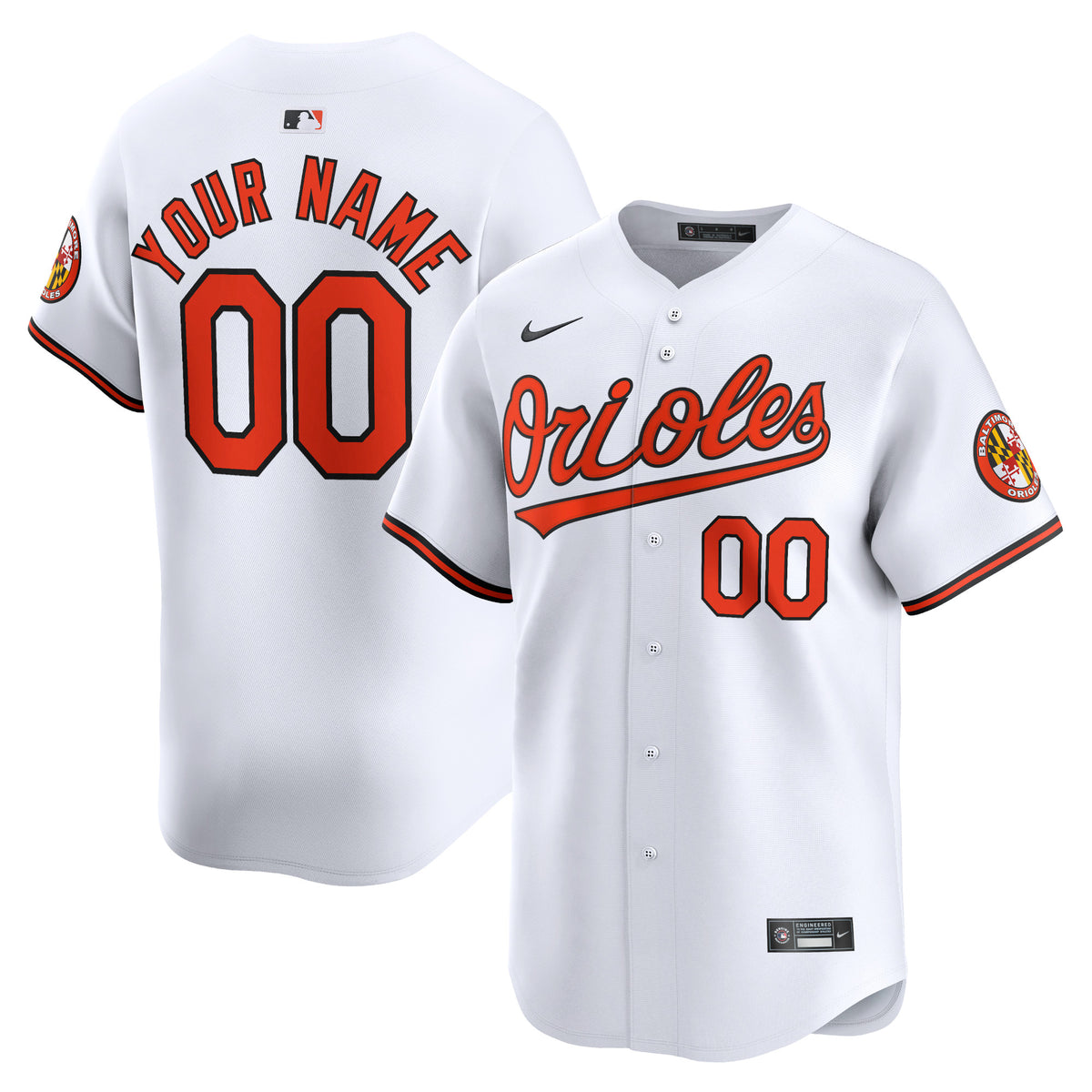 Baltimore Orioles Nike Home Limited Custom Jersey White