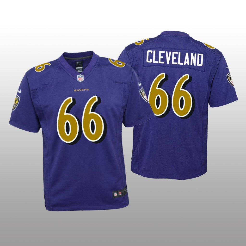 Baltimore Ravens Ben Cleveland Purple Jersey Color Rush Game Youth